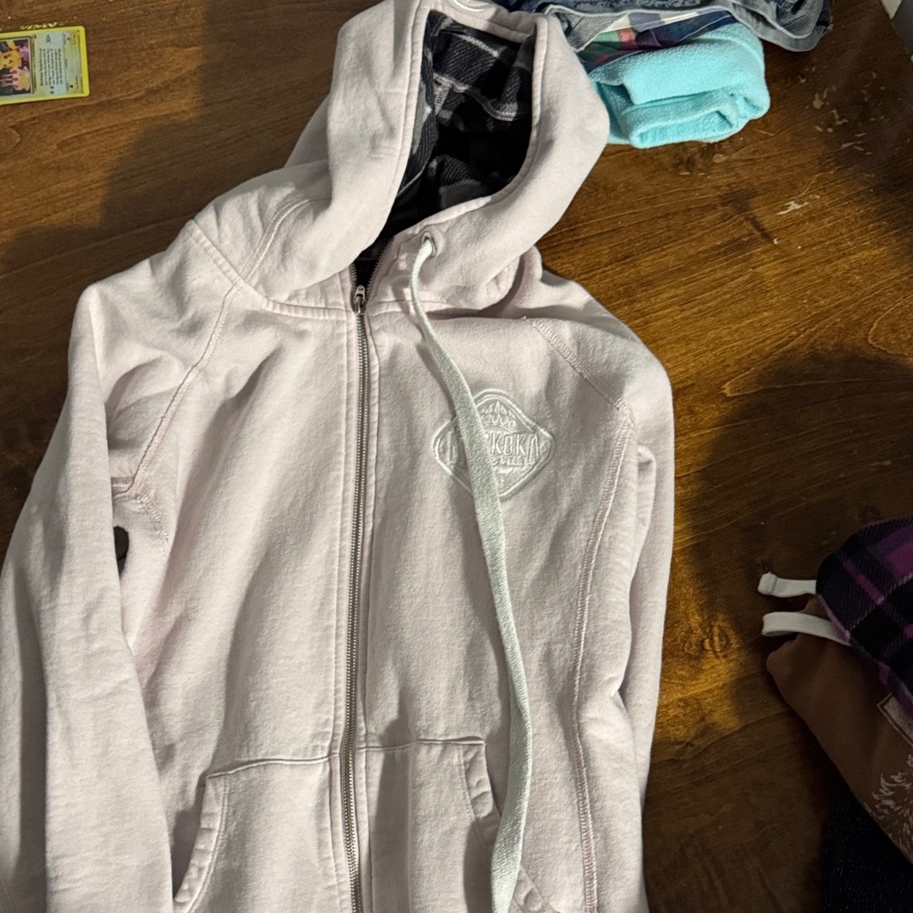 Light Pink Hooded Zip-Up Sweatshirt